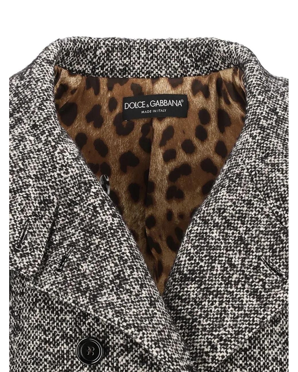 Dolce & Gabbana Gray Double-Breasted Martingale Coat
