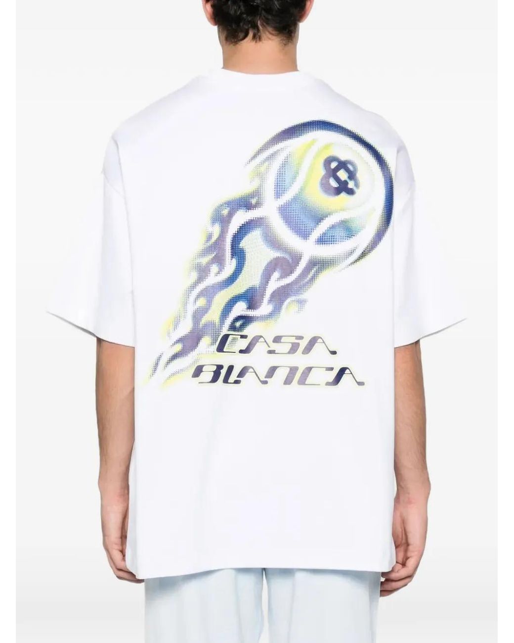 Casablanca Blue Flaming Tennis Ball Graphic-Print T-Shirt for men