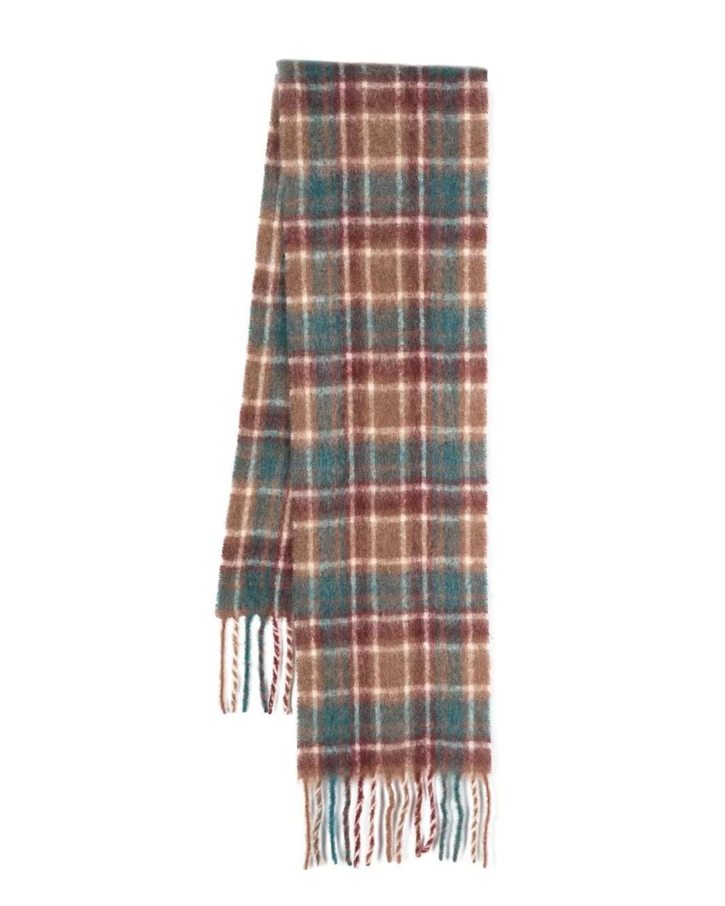 Drole de Monsieur White Plaid Check-Pattern Fringed Scarf for men