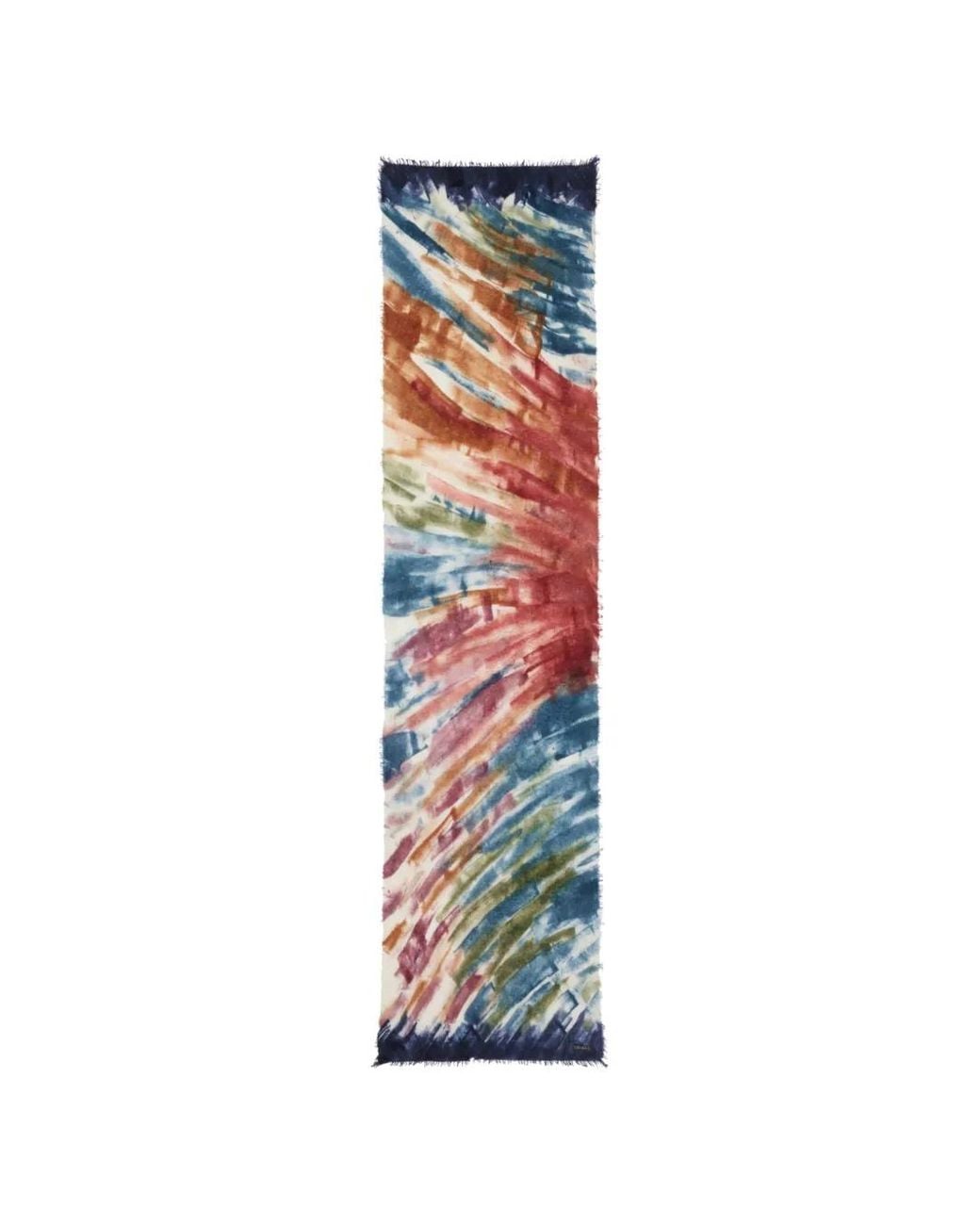 Faliero Sarti White Radius Abstract-Print Frayed Scarf