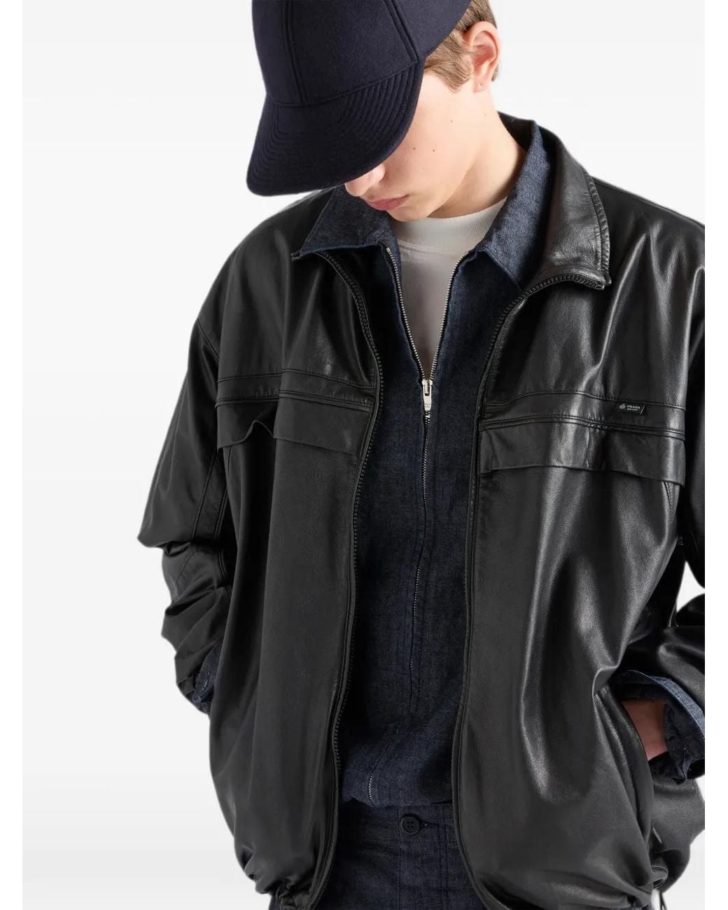 Prada Black Nappa Leather Jacket for men