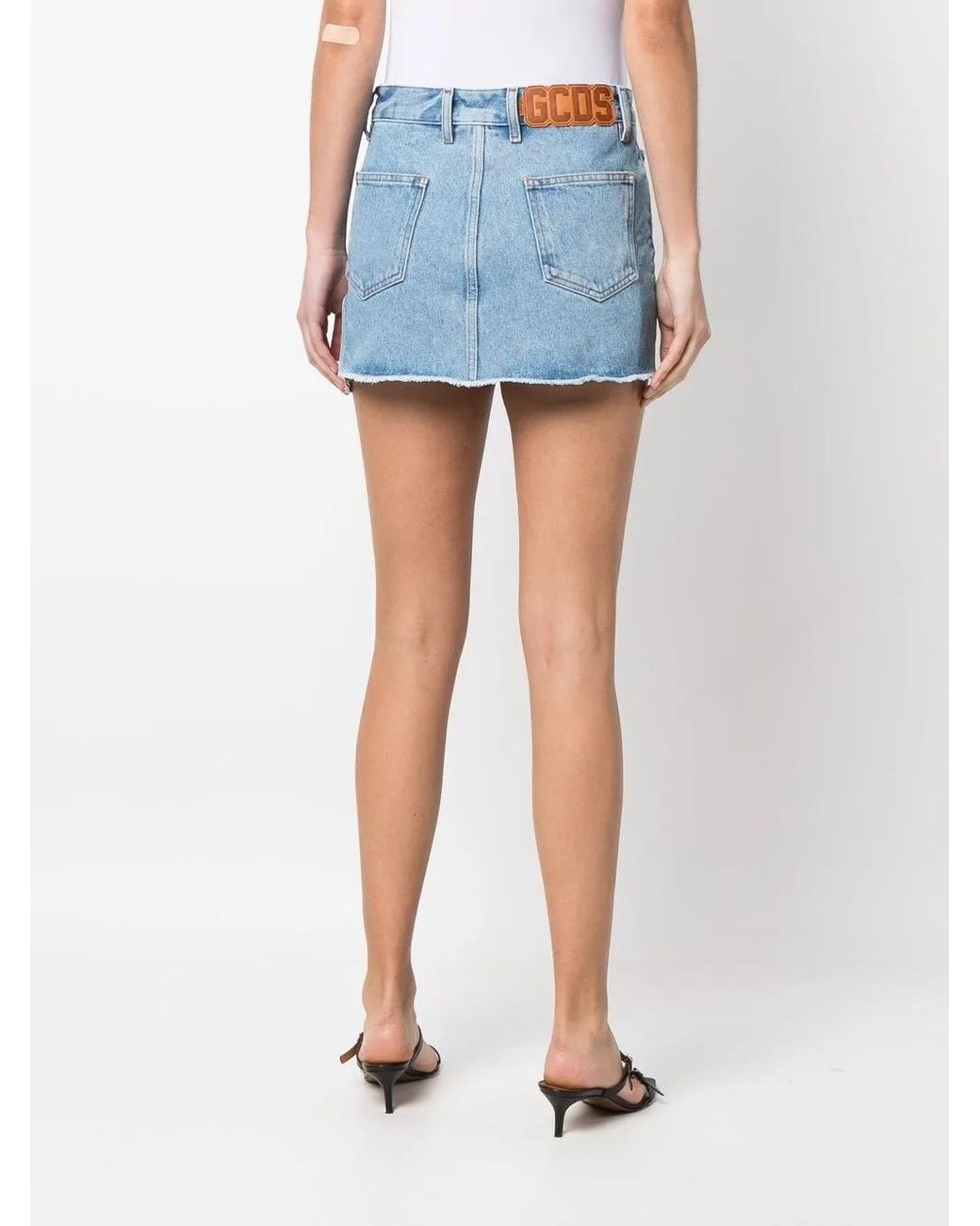 Gcds Blue Denim Mini Skirt