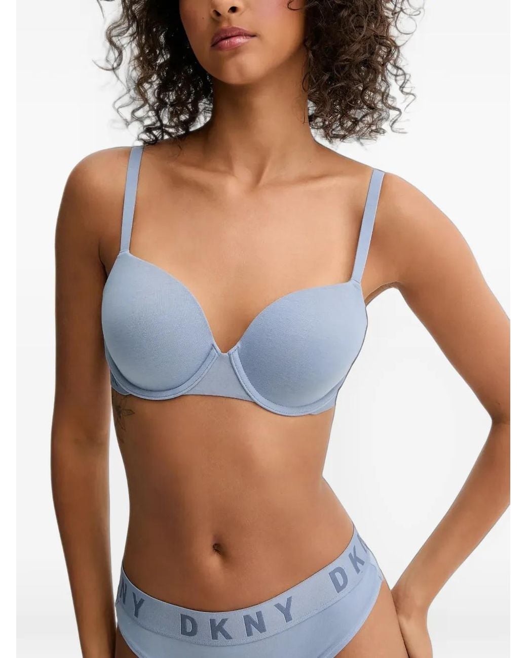 DKNY Blue Logo-Tape Underwired Bra