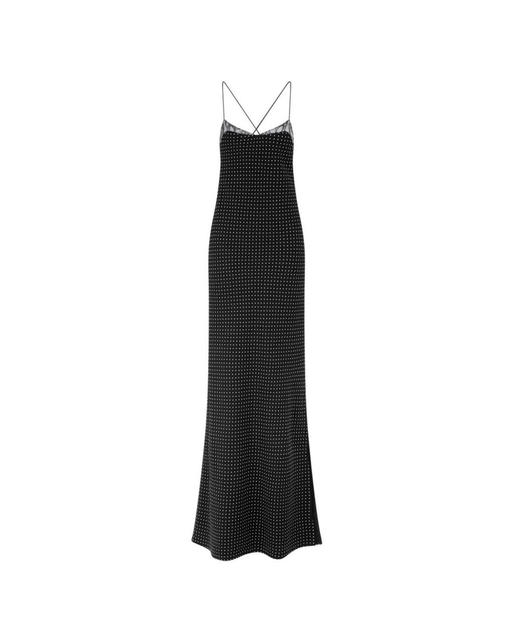 Tom Ford Black Polka Dot Silk Crepe Camisole Evening Dress With Lace Detail