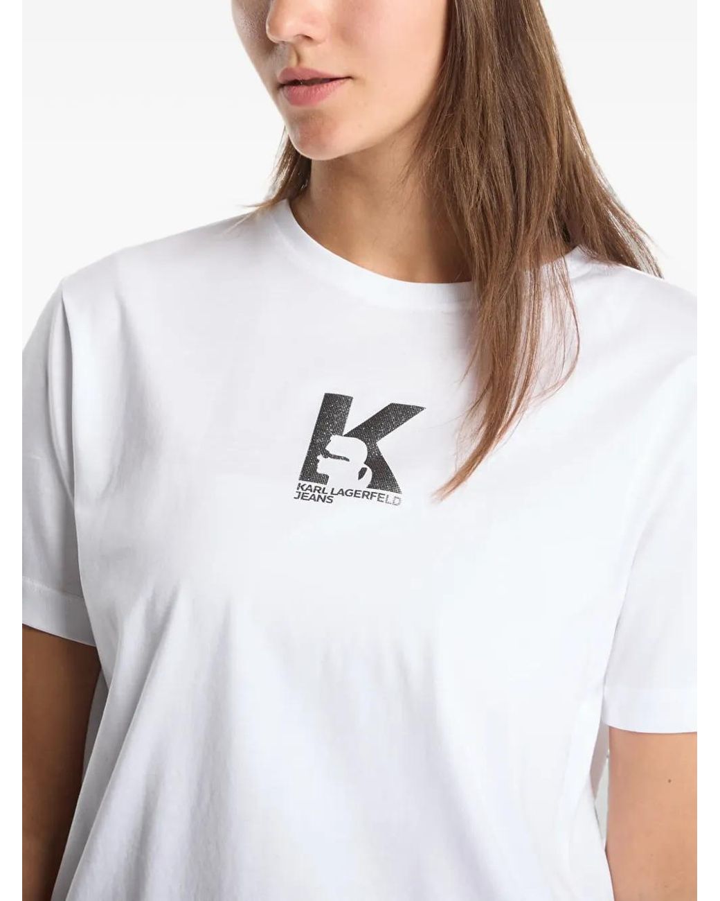 Karl Lagerfeld White Logo-Print T-Shirt