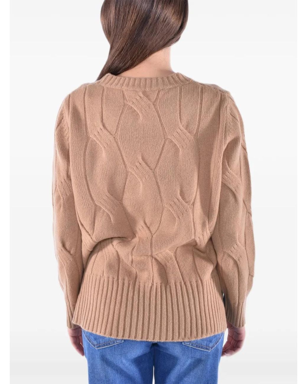 Kangra Blue Cable-Knit Side-Slit Sweater