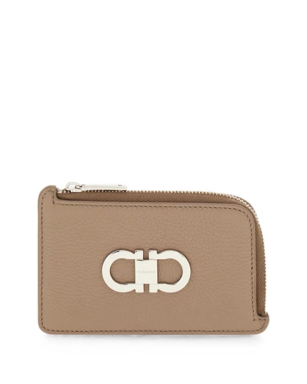 Ferragamo Brown Double Gancini Credit Cardholder