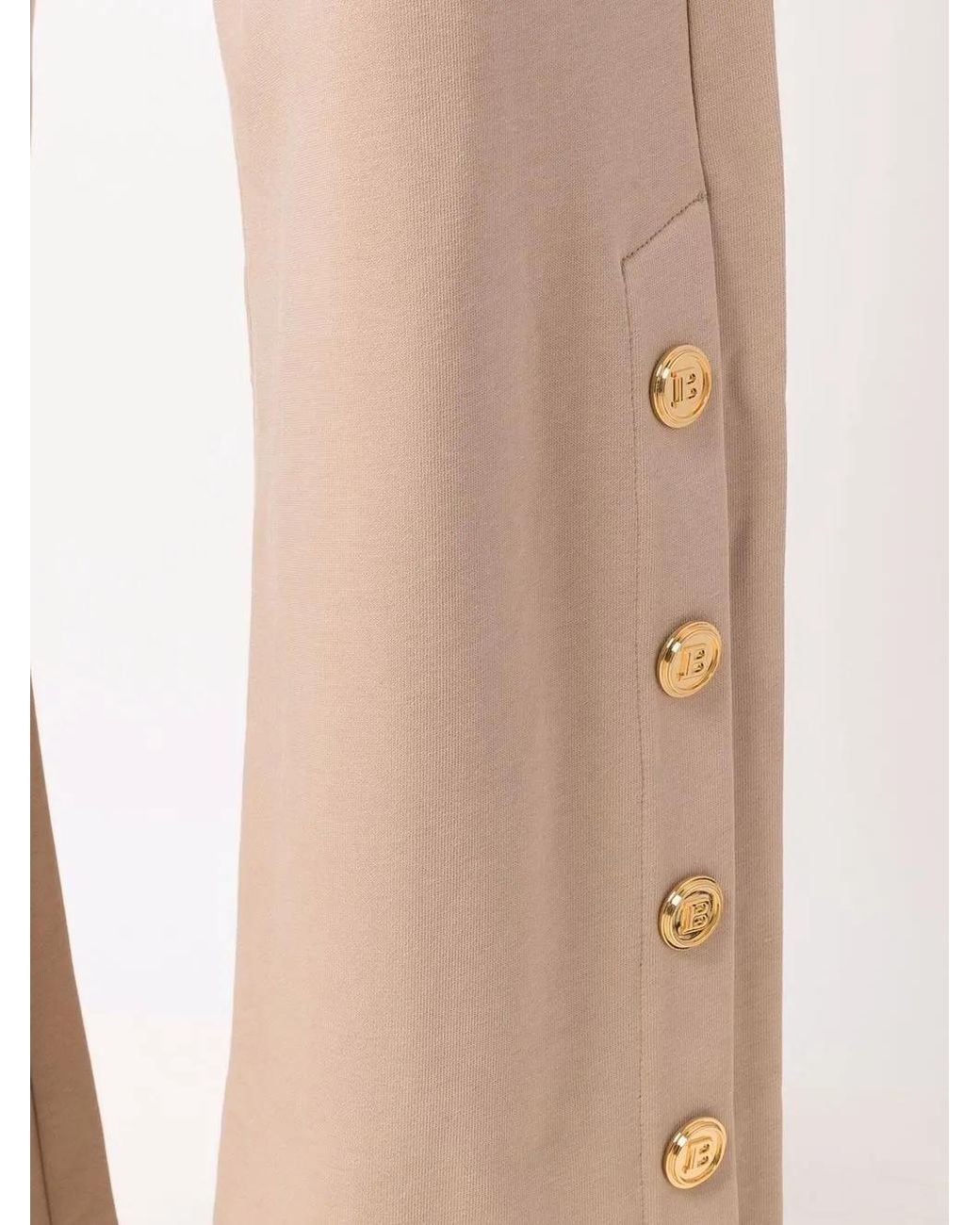 Balmain Natural Side-Button Detail Trousers