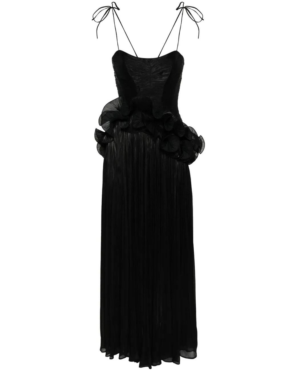 Ana Radu Black Ruffled Maxi Dress