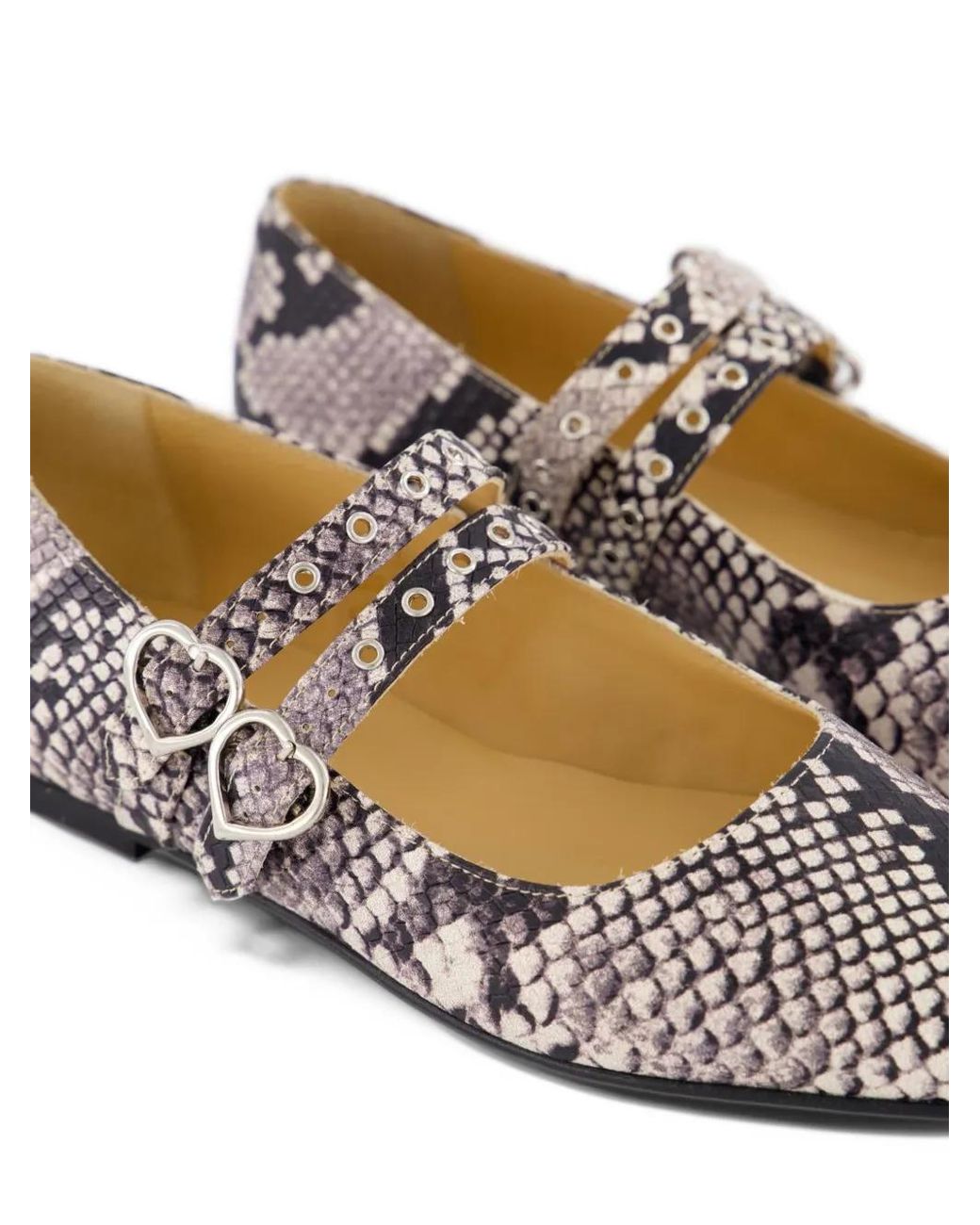 Toral Shoes White Coeur Snake-Print Flat Pumps