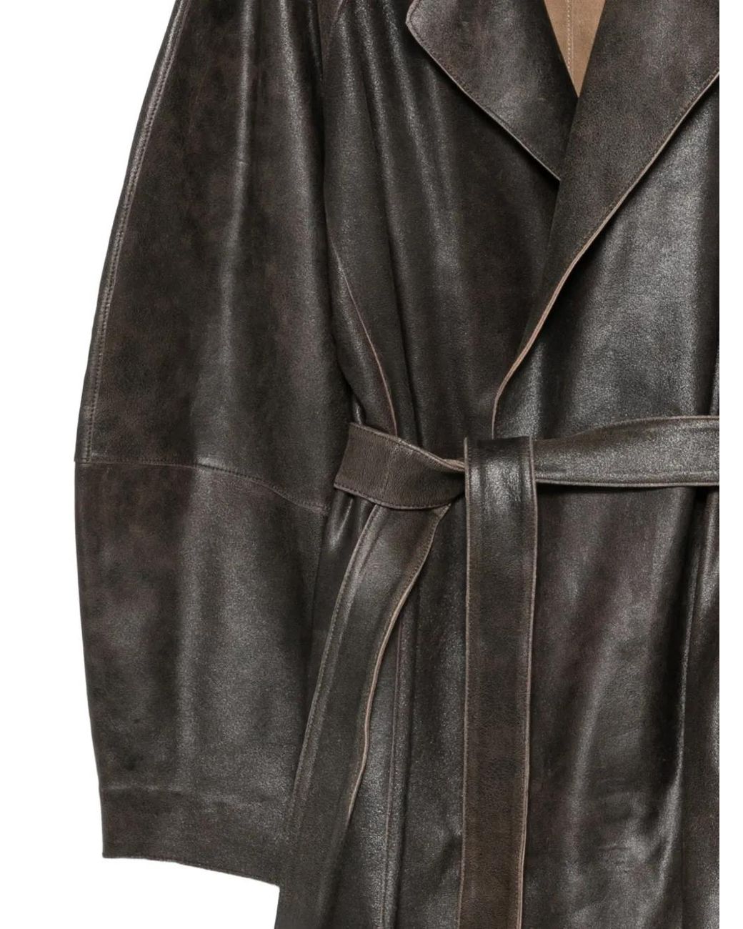 Alysi Black Belted Notched-Lapel Coat
