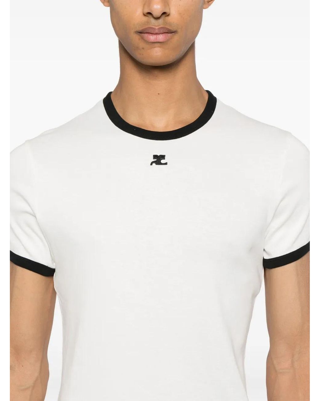 Courreges White Fitted Short-Sleeve T-Shirt for men
