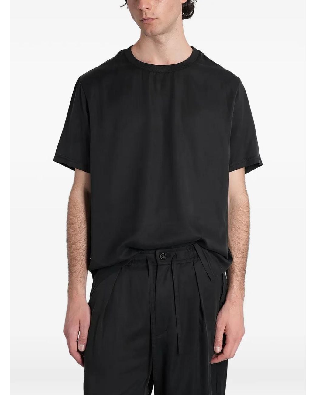 Attachment Black Ribbed-Trim T-Shirt for men