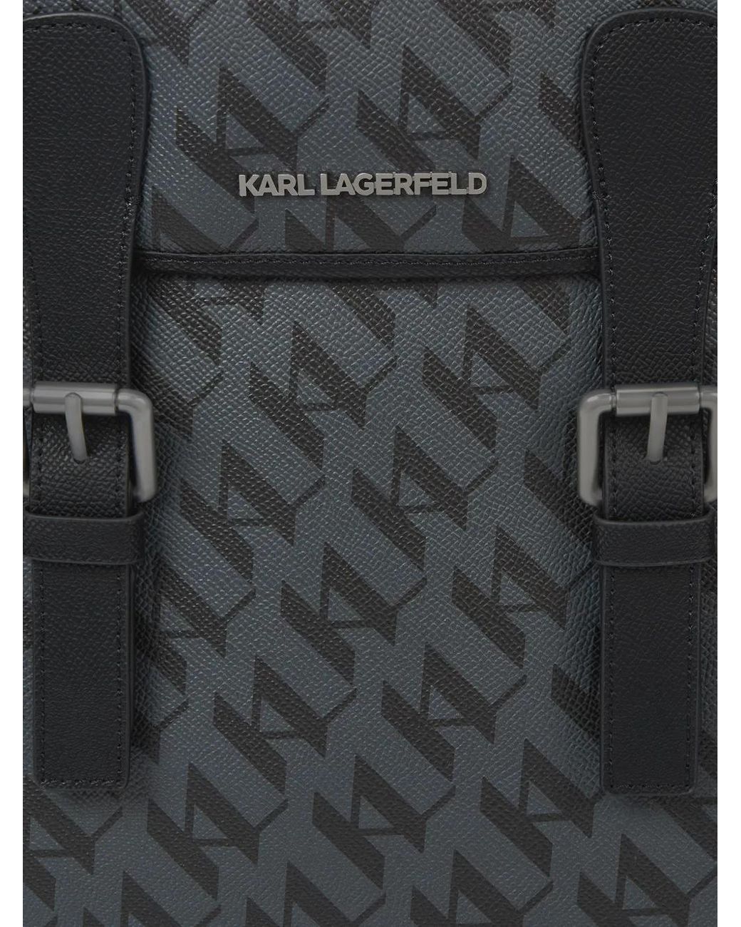 Karl Lagerfeld Black Ikon Monogram Backpack for men