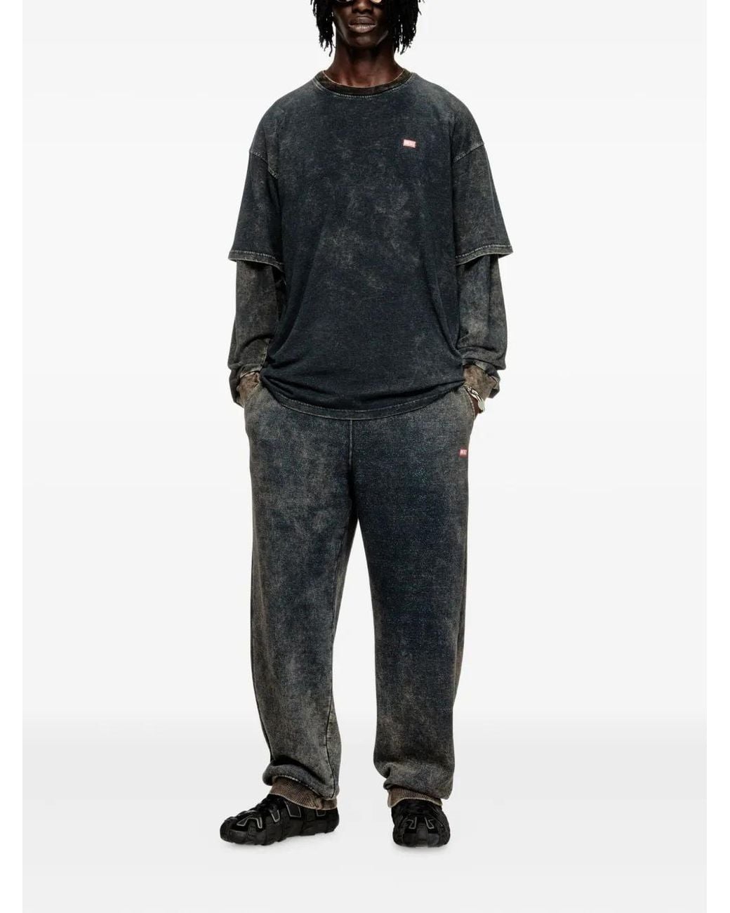 DIESEL Blue Acid-Washed Tee for men