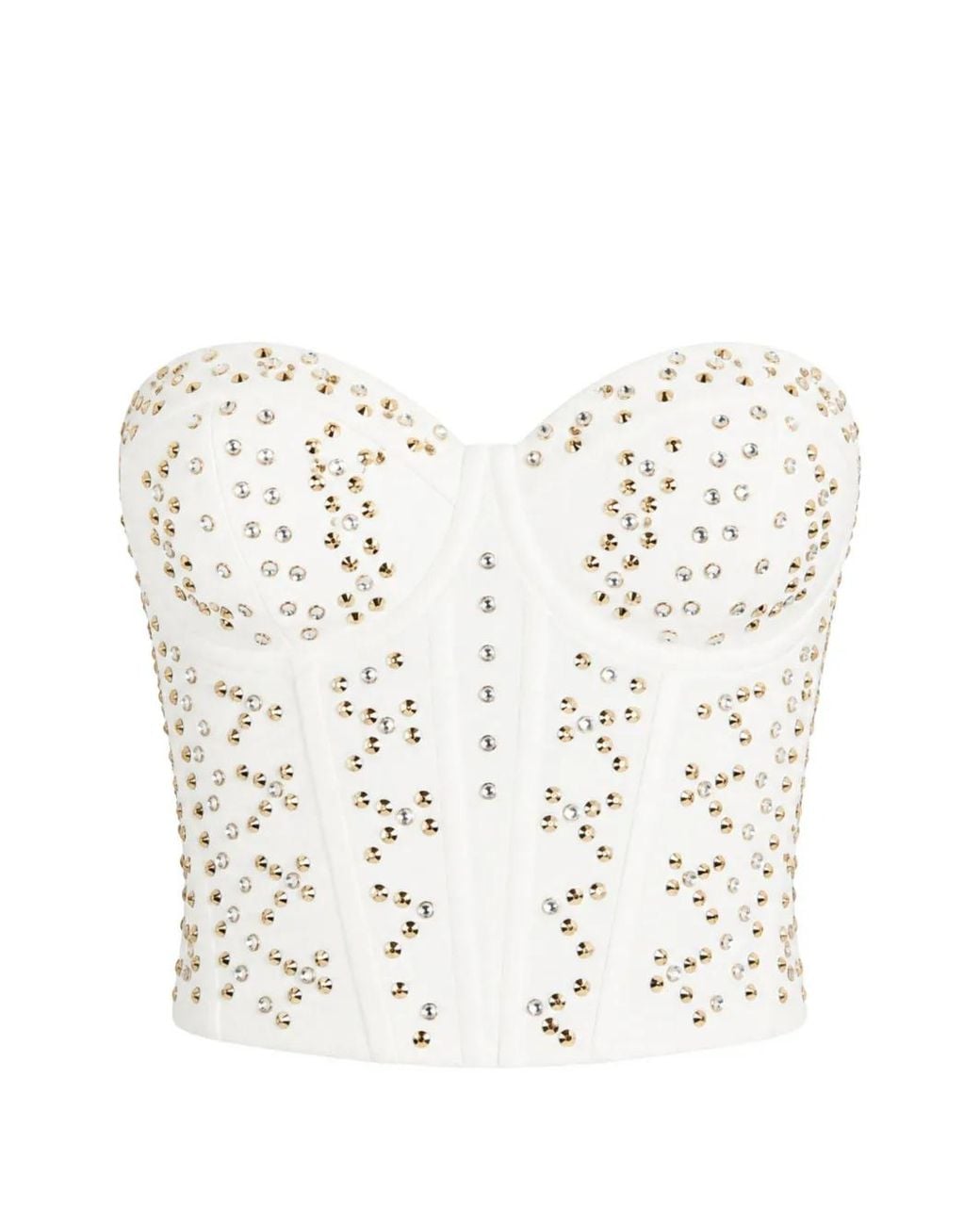 Temperley London White Oberon Stud-Embellished Corset Top