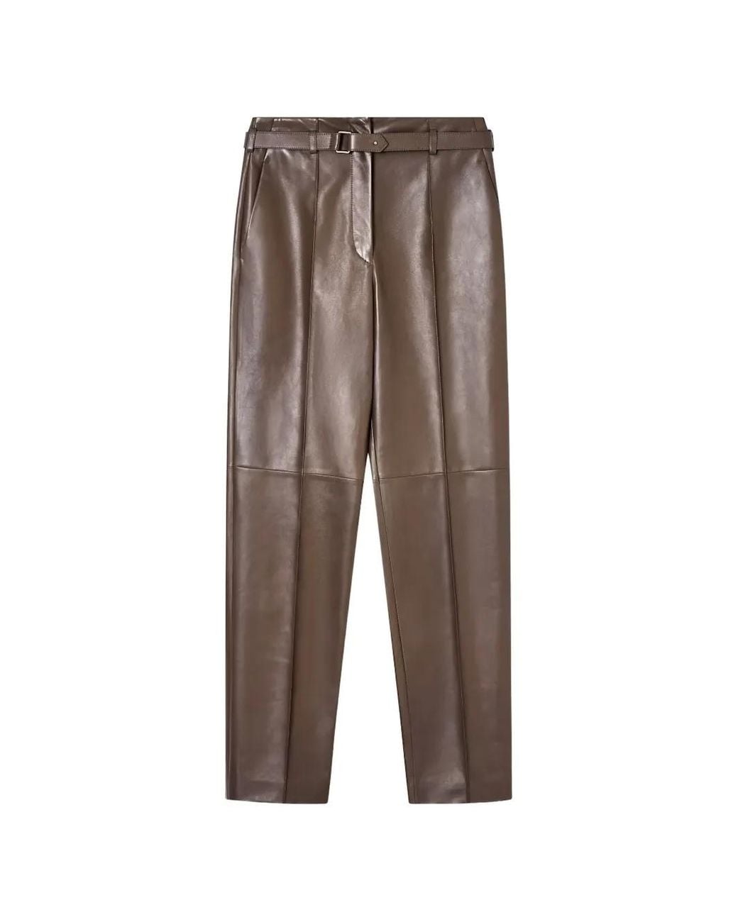 Giorgio Armani Brown Belted Leather Trousers