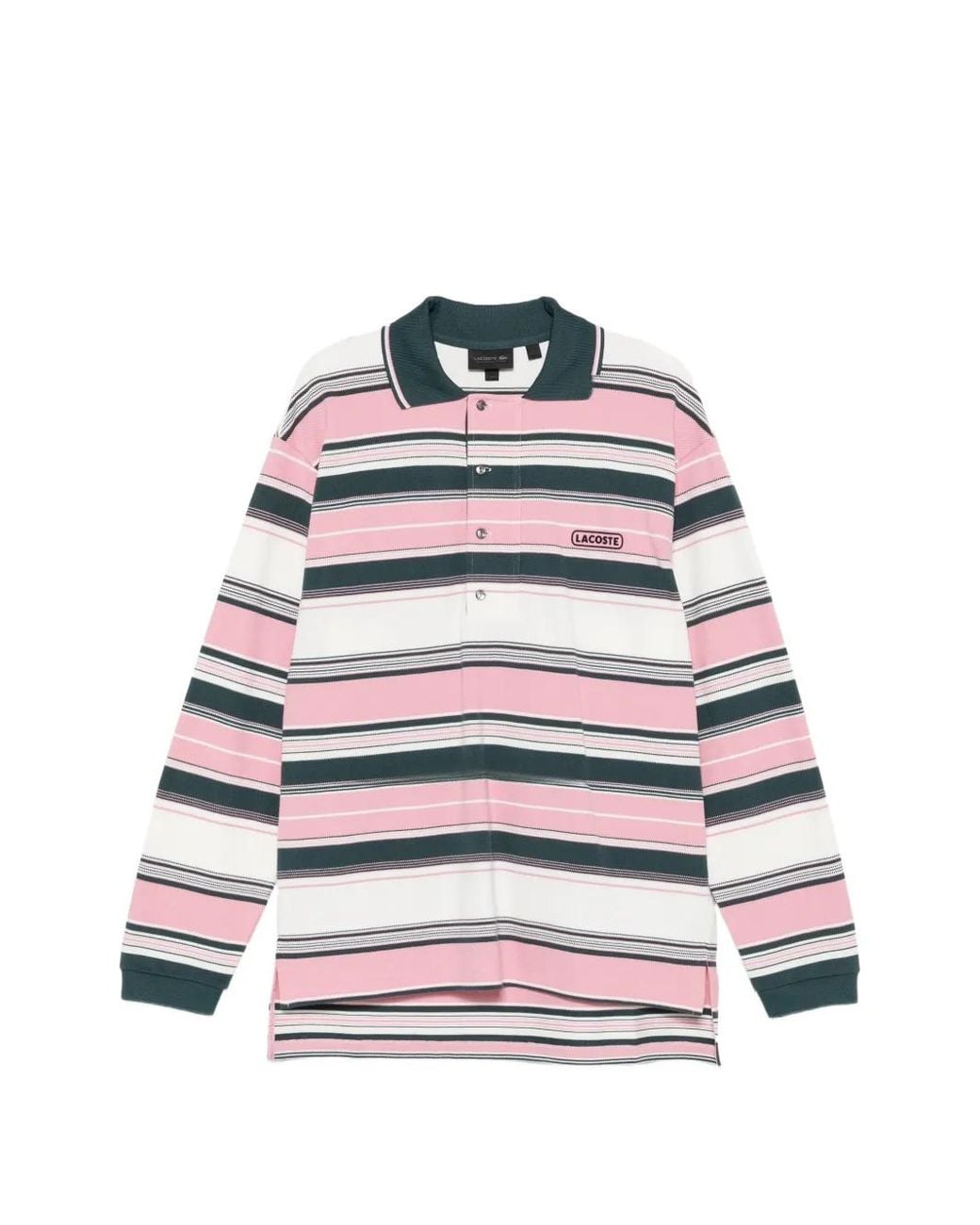 Lacoste White Runway Striped Long-Sleeve Polo Shirt