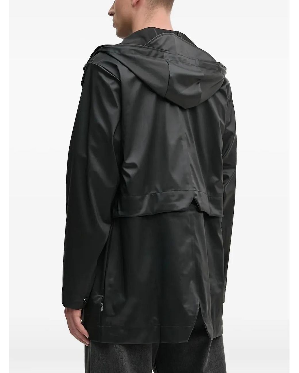 Rains Black Drawstring Hooded Jacket