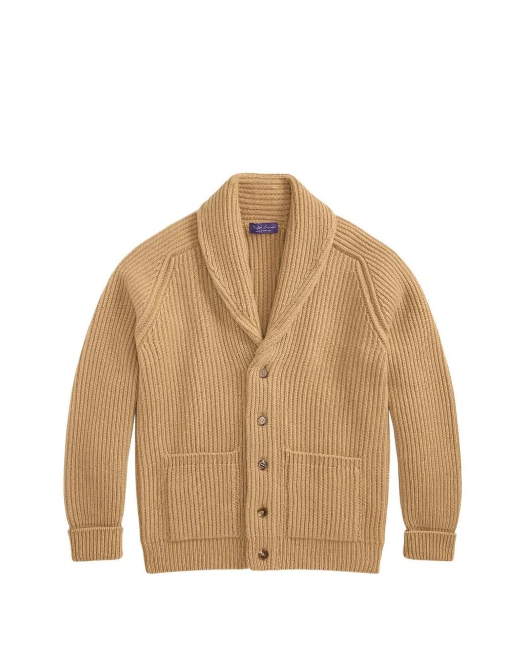 Ralph Lauren Natural Shawl-Collar Ribbed Cardigan for men