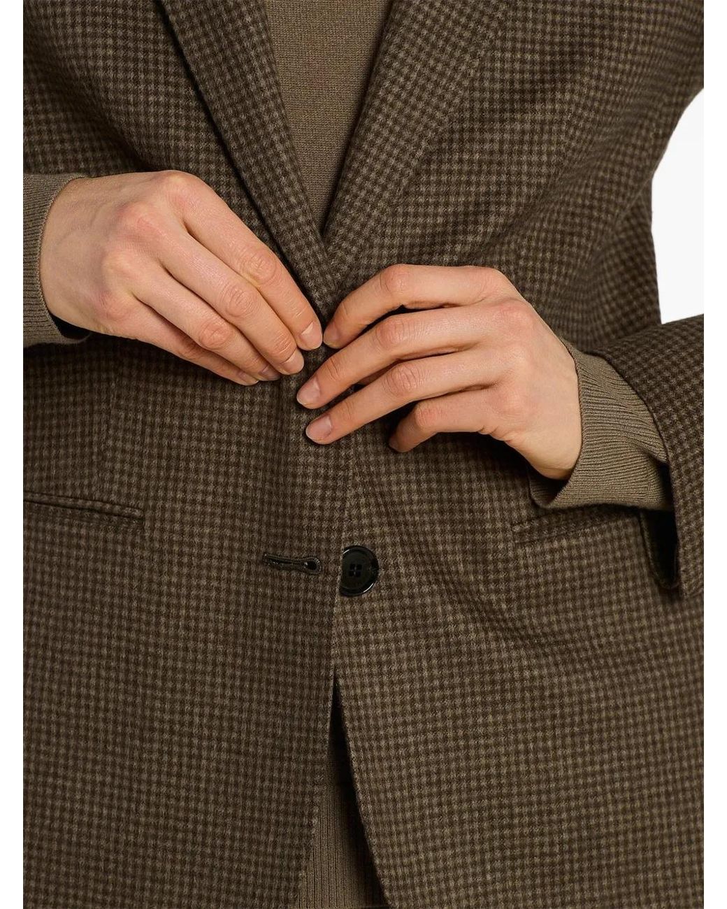 Kiton Brown Houndstooth Single-Breasted Blazer
