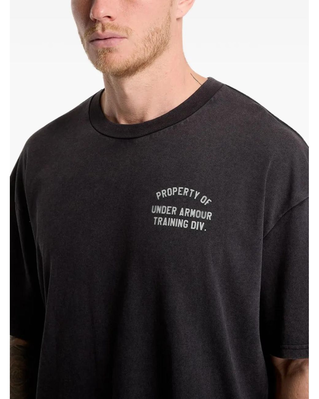 Under Armour Black Ua Heavyweight Property Of Ua Logo-Print T-Shirt for men
