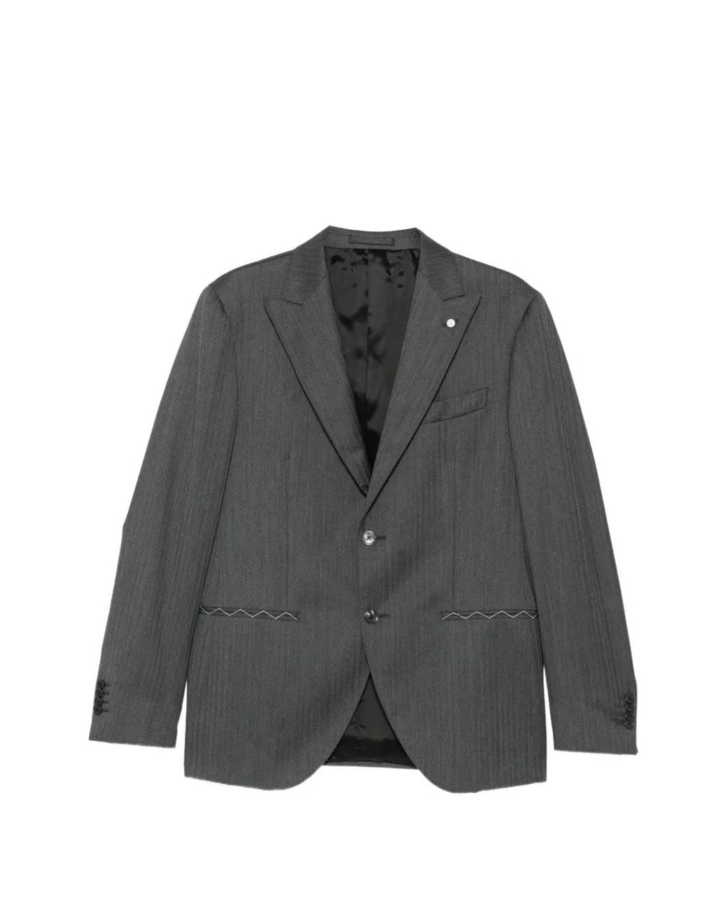 Luigi Bianchi Gray Herringbone-Pattern Single-Breasted Suit for men