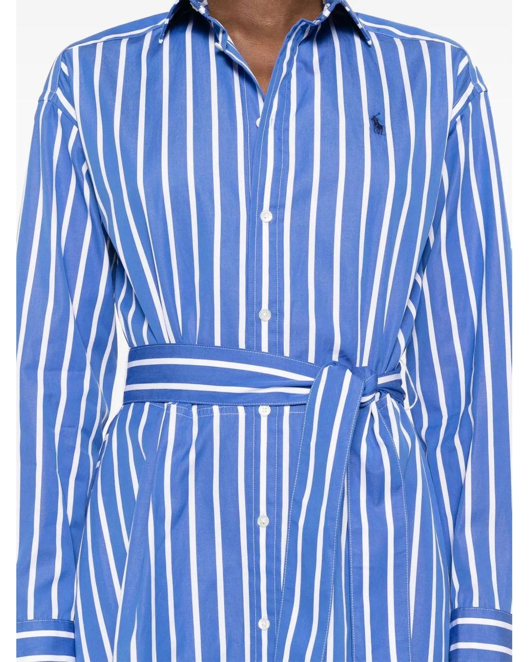 Polo Ralph Lauren Blue Striped Midi Dress