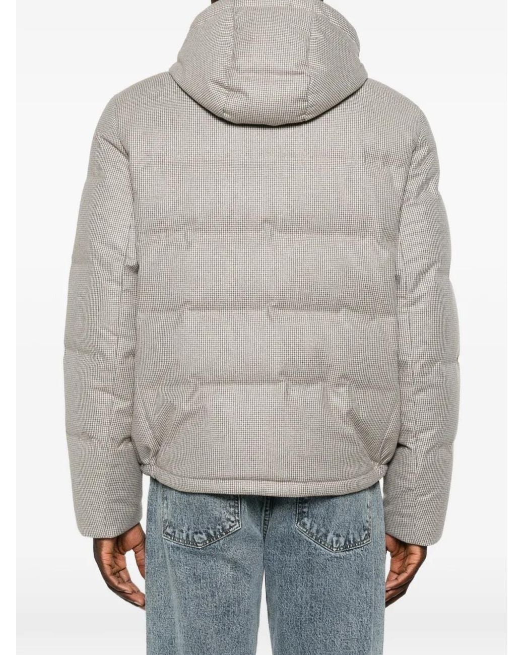 Brunello Cucinelli Gray Houndstooth-Pattern Quilted Jacket for men