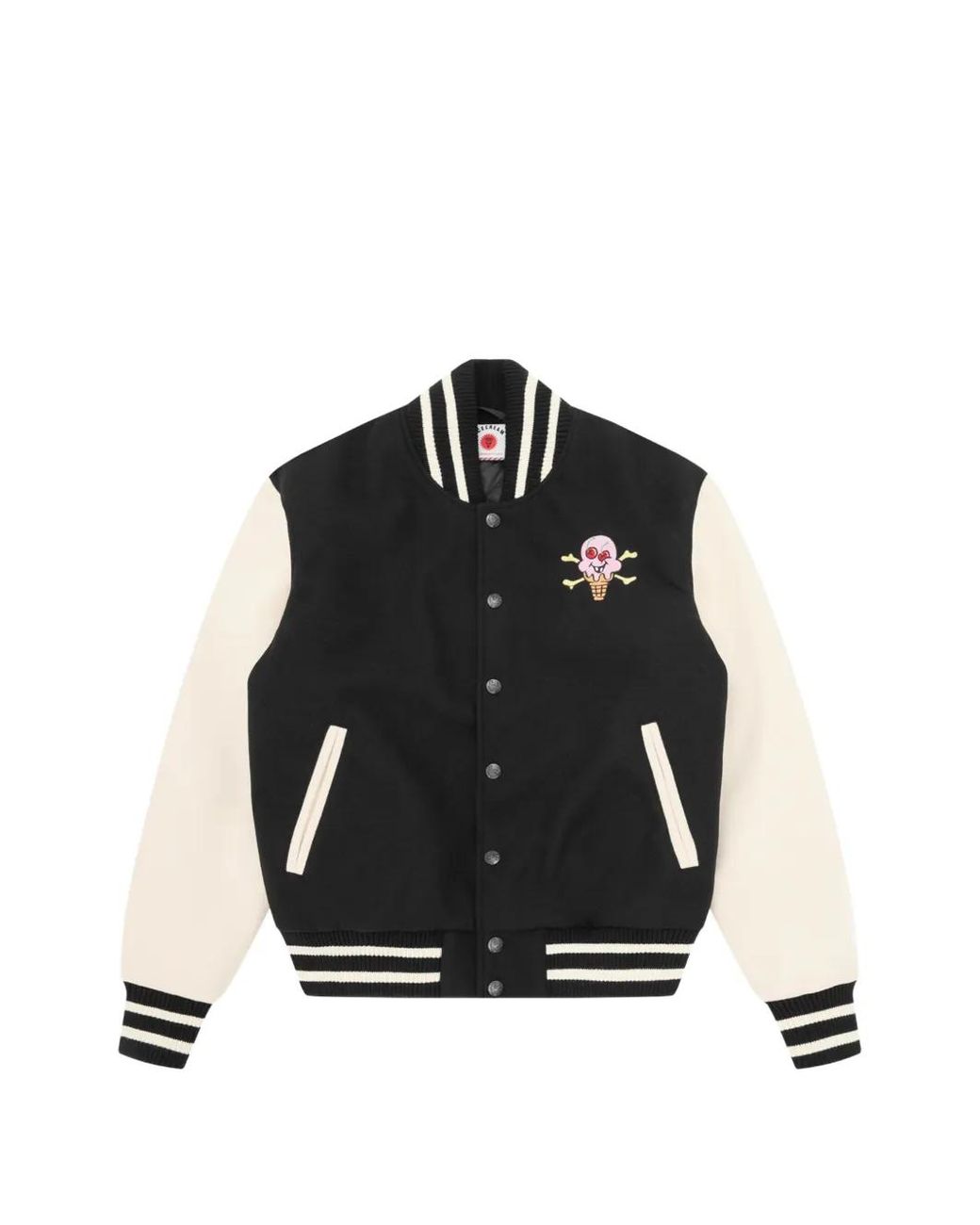 ICECREAM Black Logo-Patch Varsity Jacket for men