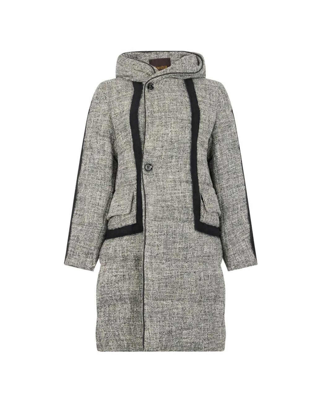Moorer Gray Tweed-Effect Hooded Coat