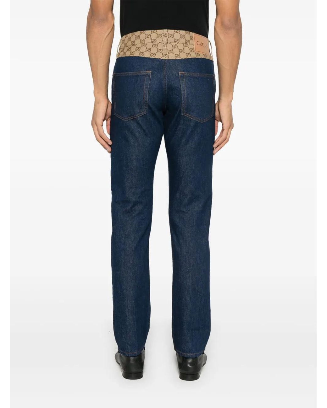 Gucci Blue Gg Canvas Mid-Rise Tapered Jeans for men