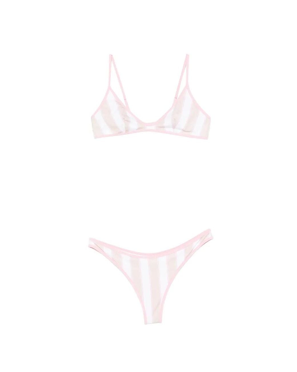 Mc2 Saint Barth White Bikini Panamy String À Rayures