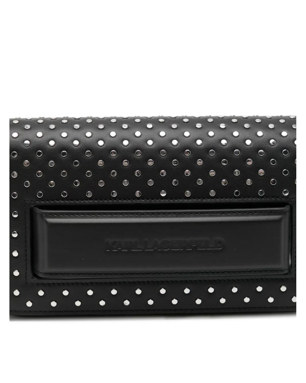 Karl Lagerfeld Black Logo-Debossed Shoulder Bag