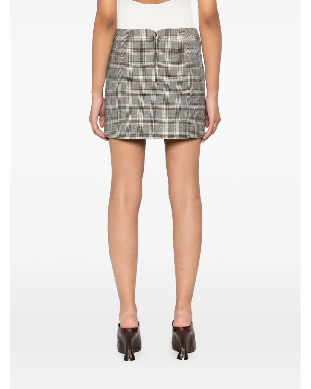 A.M.G Gray Checked-Pattern Mini Skirt