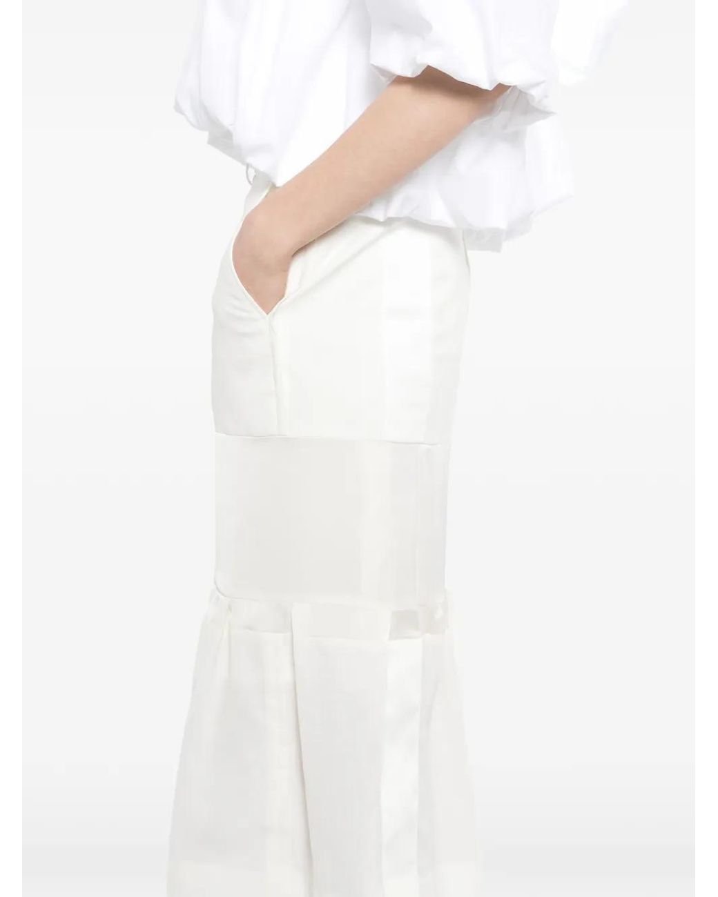 Sacai White Panelled Skirt