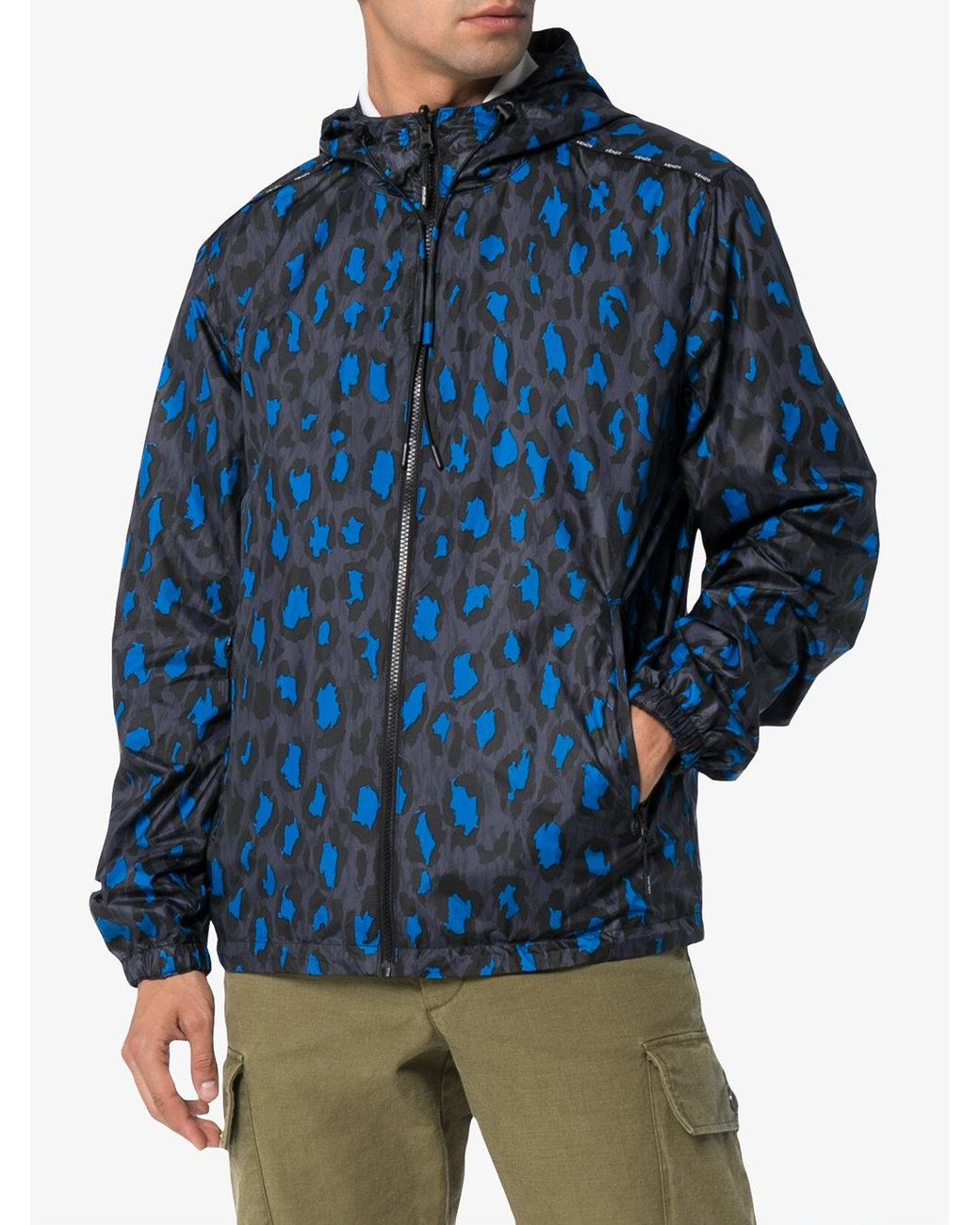 KENZO Blue Black And White Leopard Print Reversible