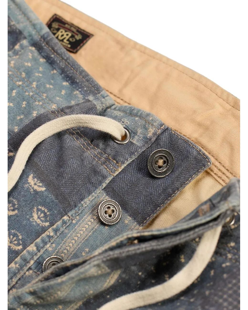 RRL Gray Patchwork Drawstring-Fastening Trousers for men