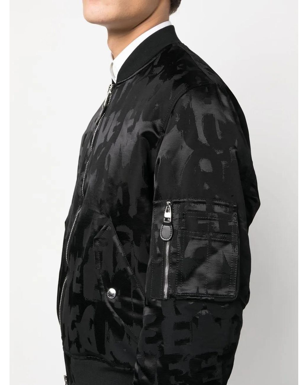 McQueen Black Alexander Mc Queen Logo-print Bomber Jacket for men