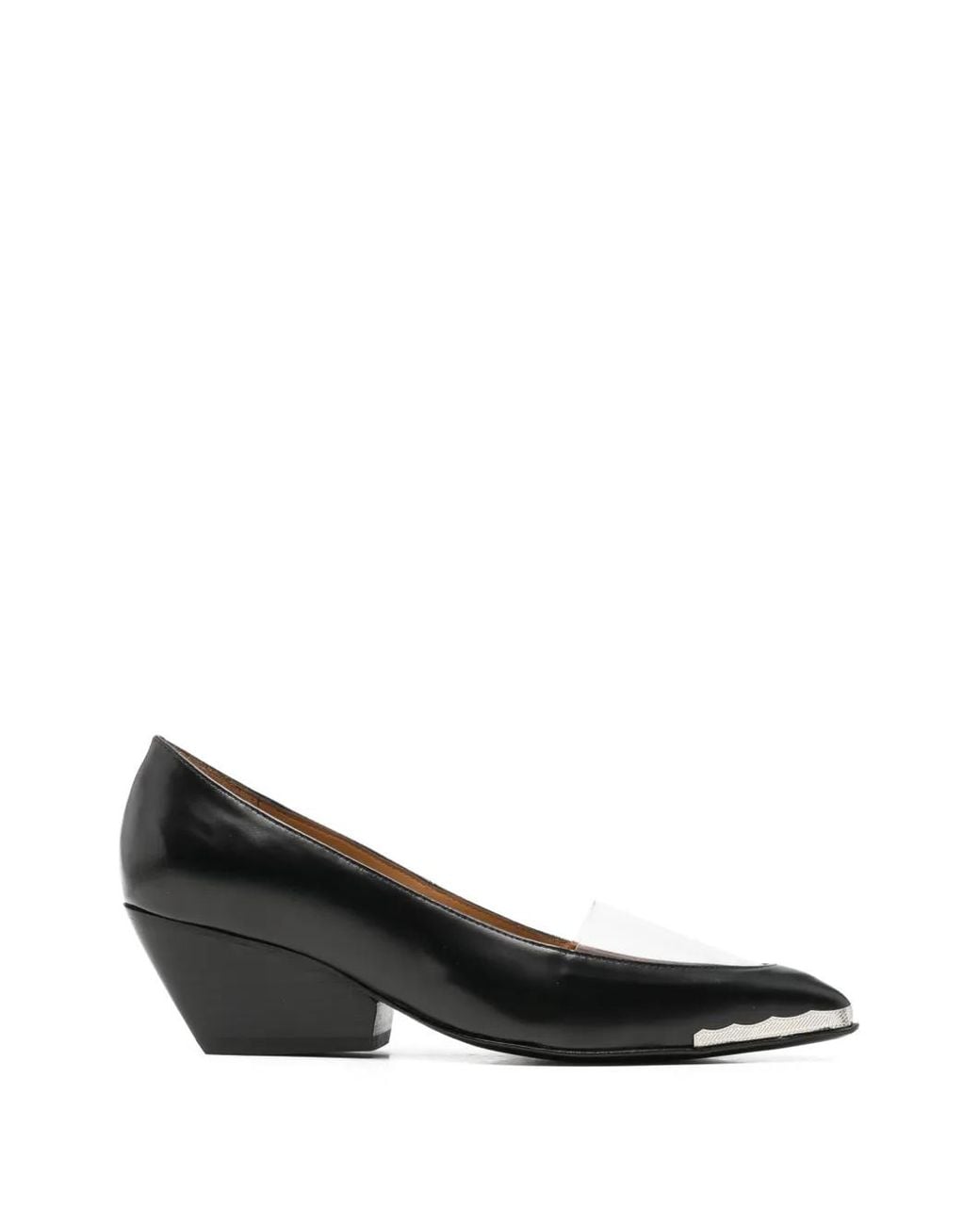Toga Black Metal-Tip Transparent-Panel Pumps