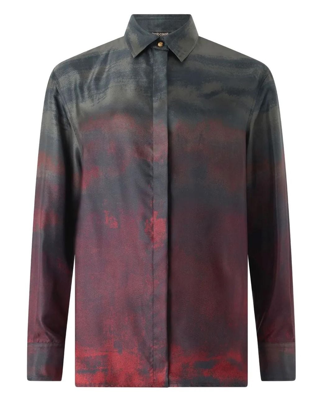 Roberto Cavalli Gray Button-Up Shirt