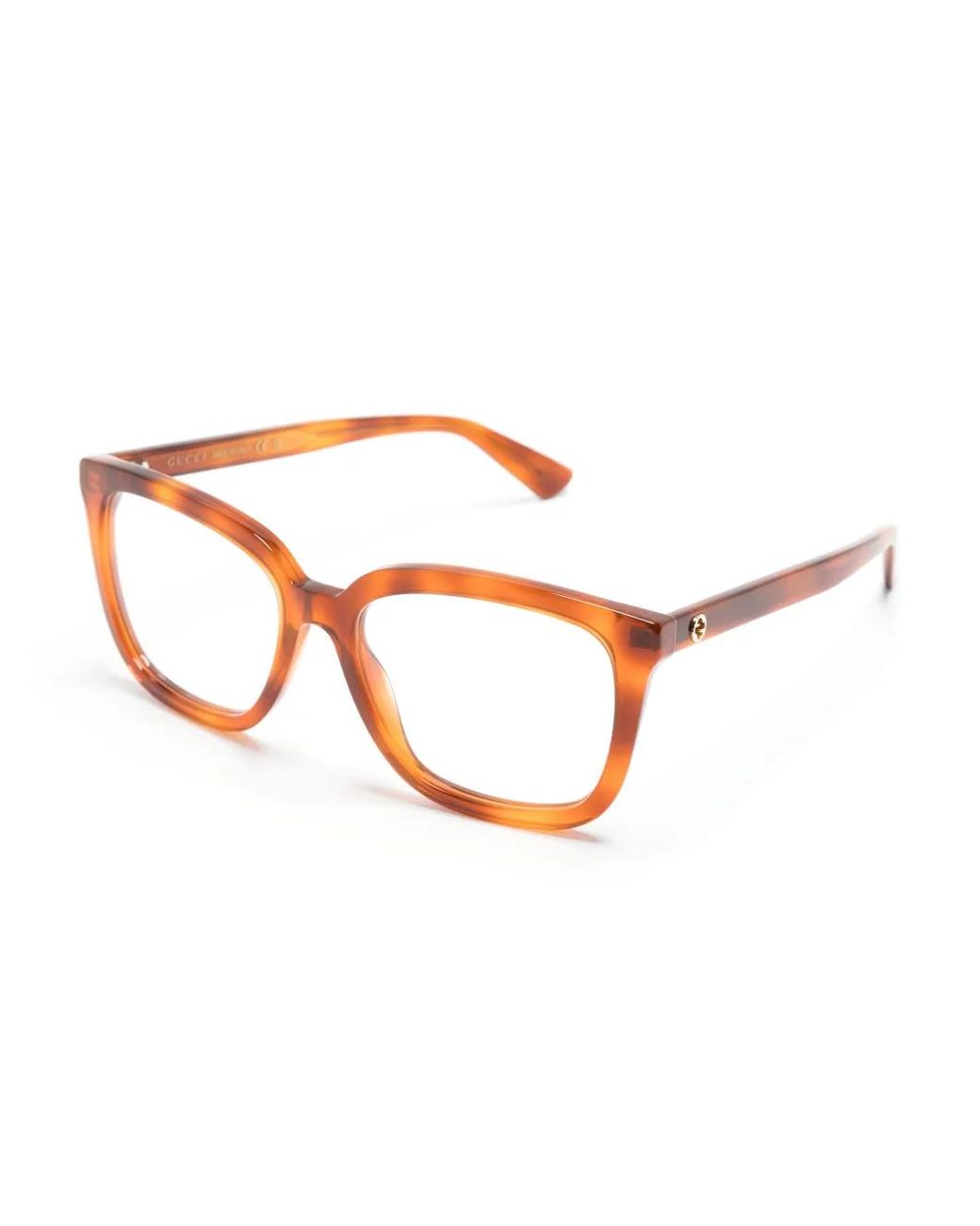 Gucci Brown Tortoiseshell Square-Frame Glasses