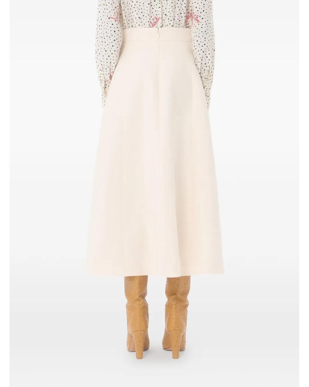 Valentino Garavani White Crepe Couture Midi-Skirt