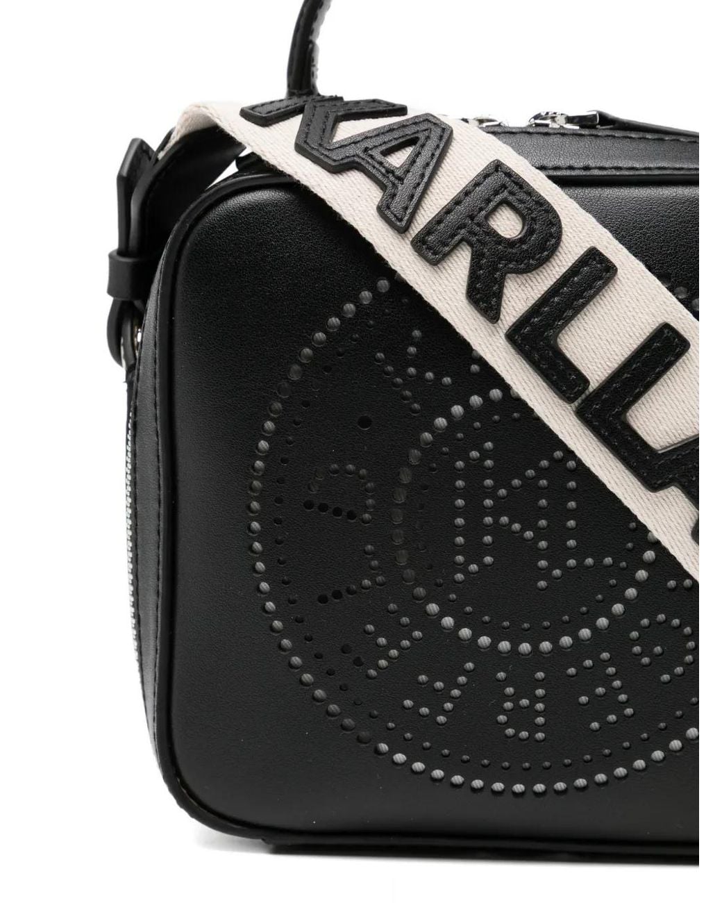 Karl Lagerfeld Black K/Circle Perforated Mini Bag