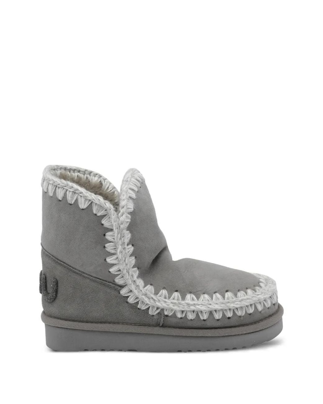 Mou Gray Bottines À Logo Pailleté Bordées De Crochet