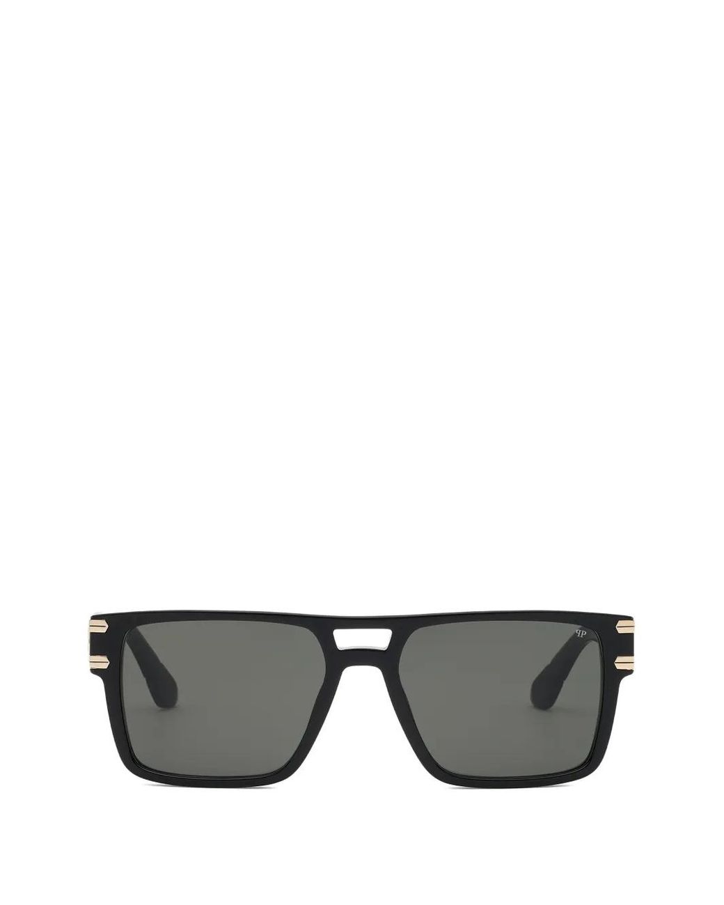 Philipp Plein Gray Logo-Plaque Square-Frame Sunglasses for men