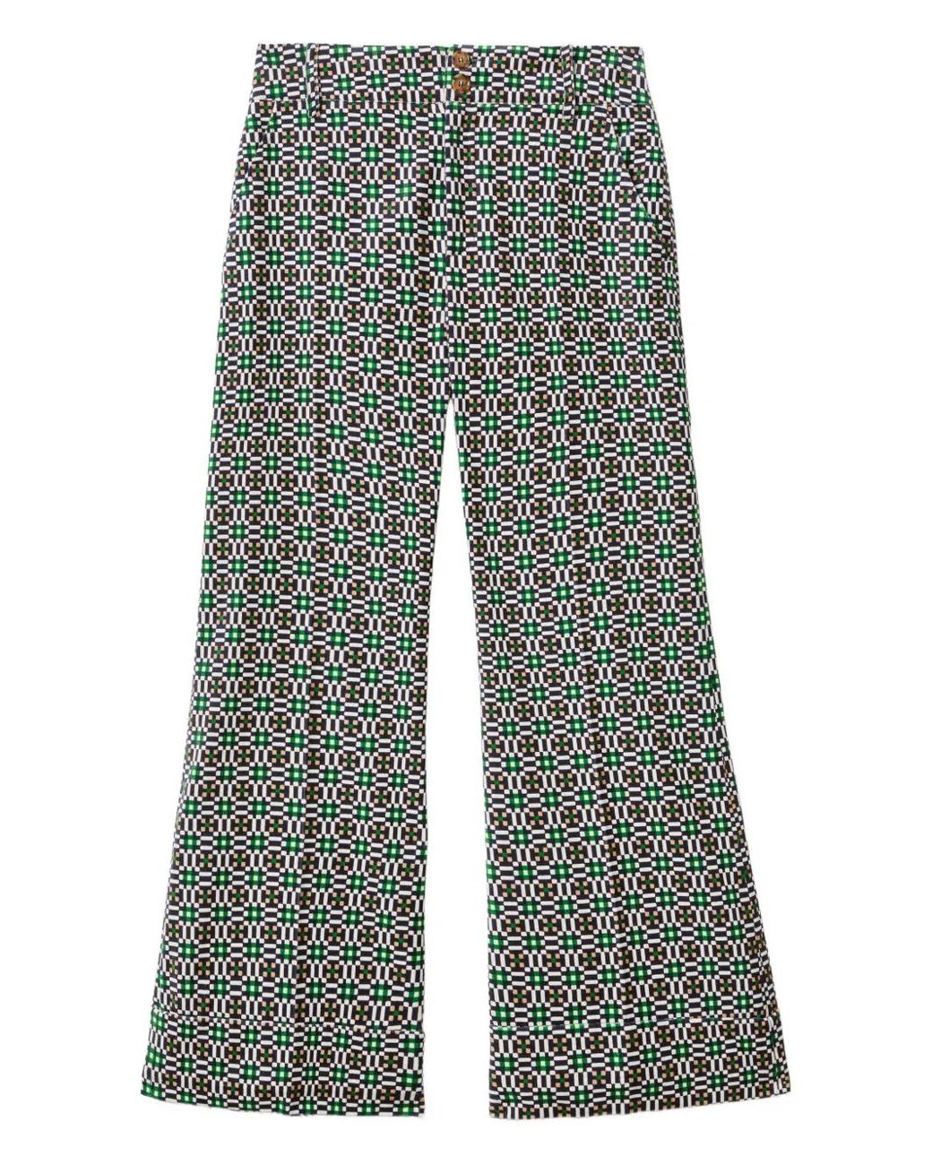 LaDoubleJ Gray Hendrix Geometric-Print Trousers