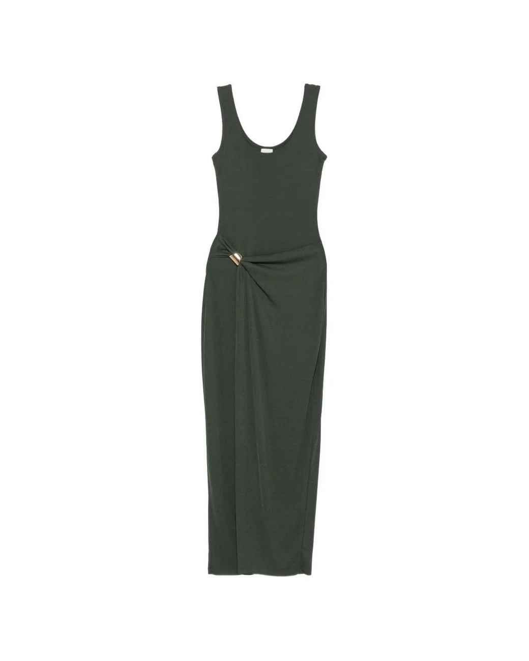 Nanushka Green Nenet Scoop-Neck Ruched Maxi Dress