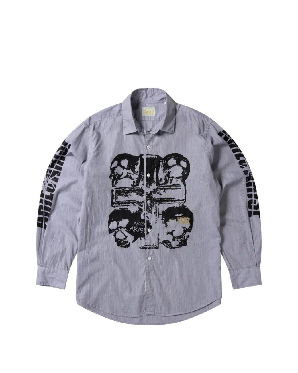 Aries Gray Graphic-Print Poplin Shirt