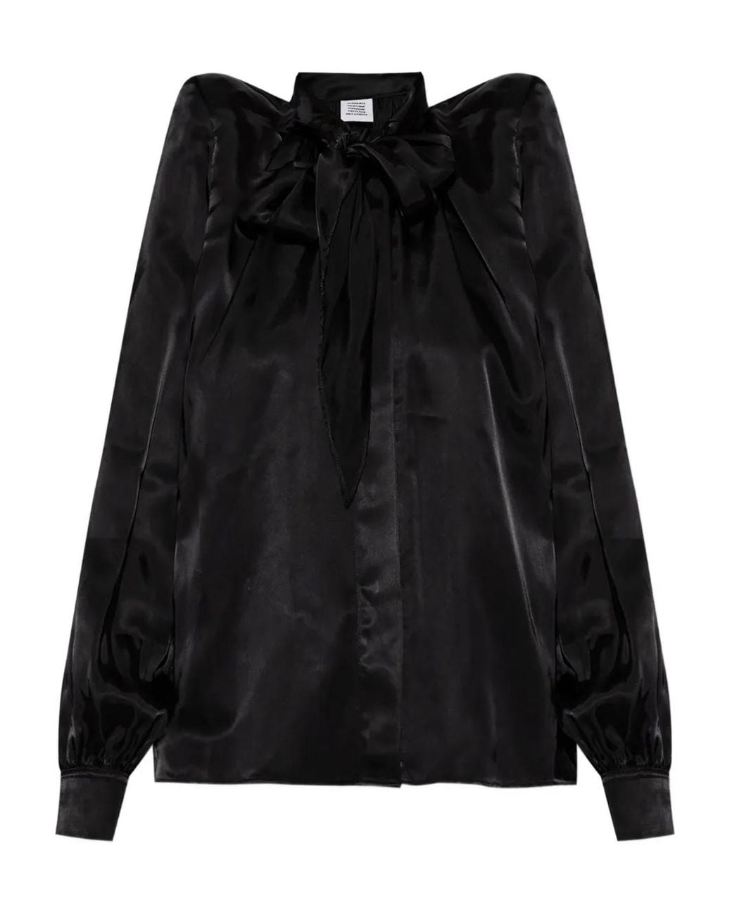 Vetements Black Shoulder-Pads Bow Shirt